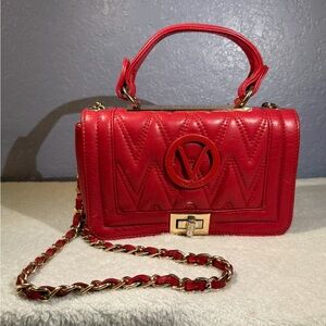 Valentino By Mario Valentino Red Quilted Crossbody Bag